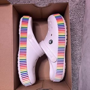 White/Multi-colored crocs